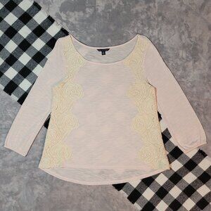 M | AEO | Lace Panel Sheer Long Sleeved Blouse